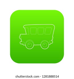School bus icon green vector isolated on white background