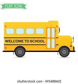 School bus, school bus icon isolated. Flat design, vector.