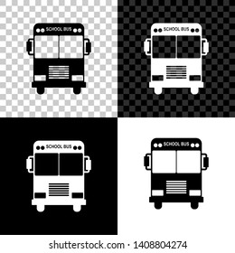 School Bus icon isolated on black, white and transparent background. Vector Illustration