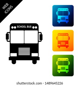School Bus icon isolated on white background. Set icons colorful square buttons. Vector Illustration