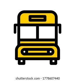 Icono de autobús escolar aislado en blanco. Volver a la escuela concepto de diseño de ilustración vectorial