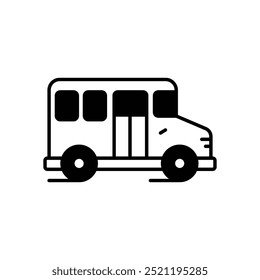 Icono del autobús escolar aislado en un fondo blanco. Ilustración vectorial.