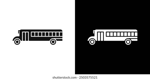 Vector de arte de línea de icono de autobús escolar
