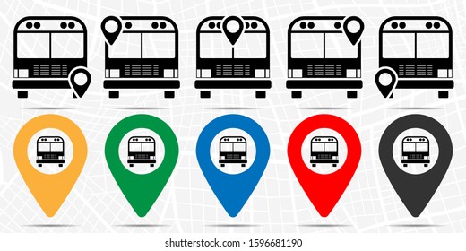 School bus icon in location set. Simple glyph, flat illustration element of education theme icons