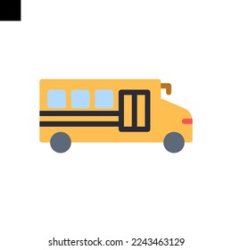 school bus icon logo flat style vector