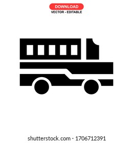 school bus icon or logo isolated sign symbol vector illustration - high quality black style vector icons

