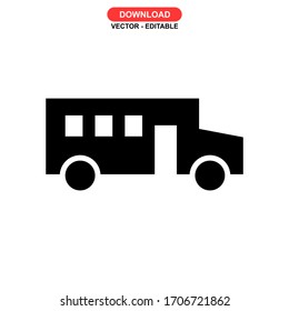 school bus icon or logo isolated sign symbol vector illustration - high quality black style vector icons
