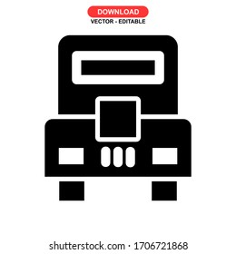 Icono de bus escolar o logotipo símbolo de signo aislado ilustración vectorial - iconos vectoriales de estilo negro de alta calidad
