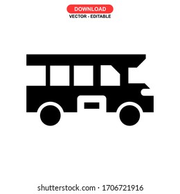 Icono de bus escolar o logotipo símbolo de signo aislado ilustración vectorial - iconos vectoriales de estilo negro de alta calidad
