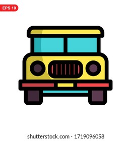 school bus icon or logo isolated sign symbol vector illustration - high quality colouring style vector icons
