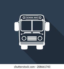 school bus icon with long shadow