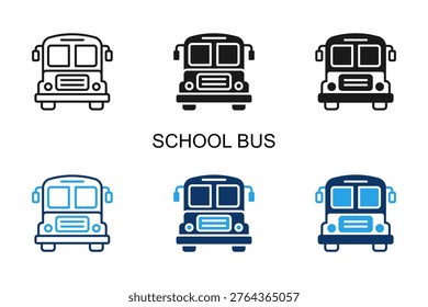 School Bus Icon Multi Style Vector Illustration