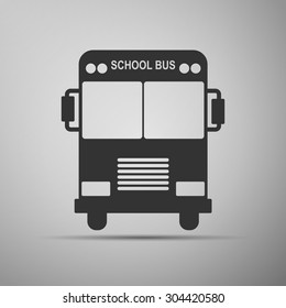 School Bus icon on grey background. Vector Illustration
