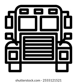 School bus icon  in Outline Style. Line Art