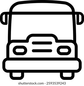 A school bus icon with an outline style, suitable for education, vehicles, and transportation themes.