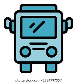 School bus icon outline vector. Road side. Education transport color flat