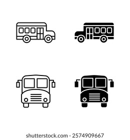 School bus icon set color editable