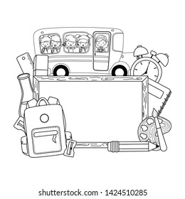 School bus and icon set design