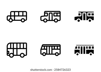school bus icon set design template