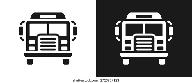 Conjunto De Iconos De Autobús Escolar Glifo En Fondo Blanco Y Negro
