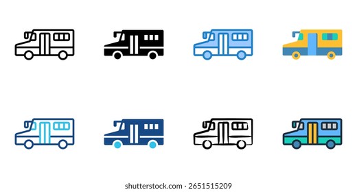 School Bus icon set multiple style collection 
