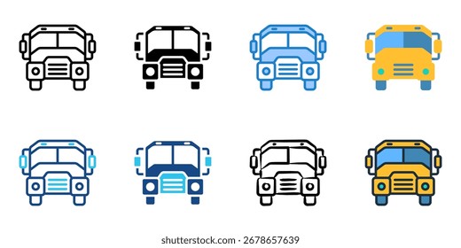Ícone de ônibus escolar definir coleção de vários estilos 
