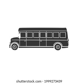 School Bus Icon Silhouette Illustration. Children Transport Vector Graphic Pictogram Symbol Clip Art. Doodle Sketch Black Sign.