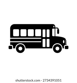 School bus icon silhouette vector isolated