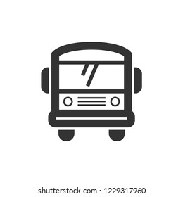 School bus icon in thick outline style. Black and white monochrome vector illustration.