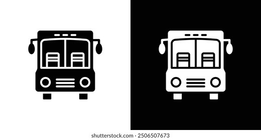 School Bus icon Thin line illustration set