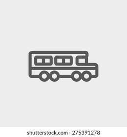 School bus icon thin line for web and mobile, modern minimalistic flat design. Vector dark grey icon on light grey background.