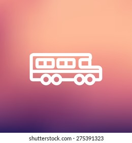 School bus icon thin line for web and mobile, modern minimalistic flat design. Vector white icon on gradient mesh background.