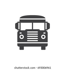 School bus icon vector, filled flat sign, solid pictogram isolated on white. Symbol, logo illustration. Pixel perfect vector graphics