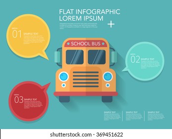 School Bus icon , Vector flat long shadow design. Education infographic,eps10