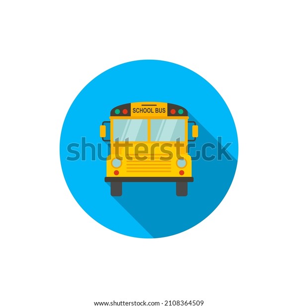 School Bus icon , Vector flat long shadow\
design. In education\
concept.