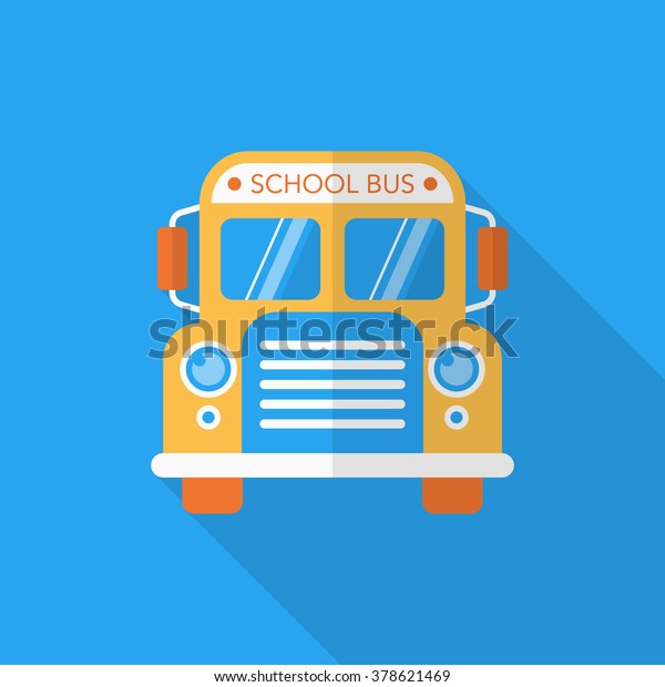 School Bus icon , Vector flat long shadow\
design. In education\
concept.