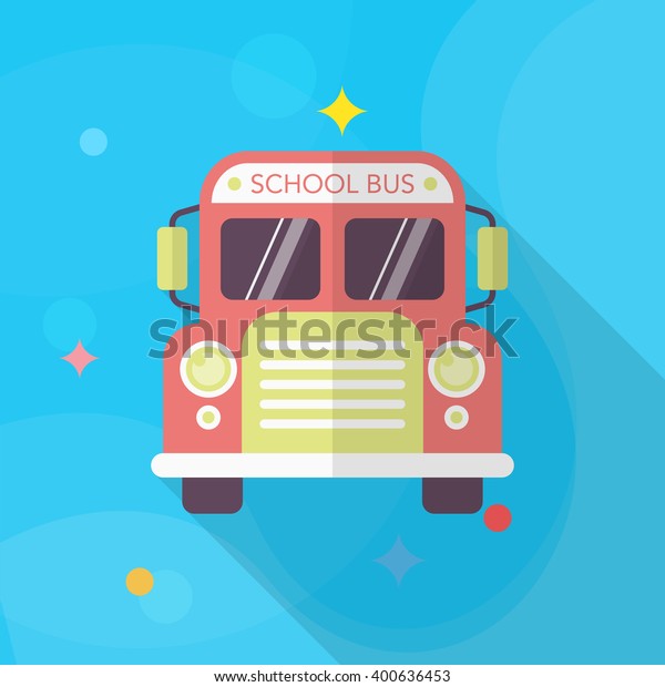School Bus icon , Vector flat long shadow
design. In education
concept.