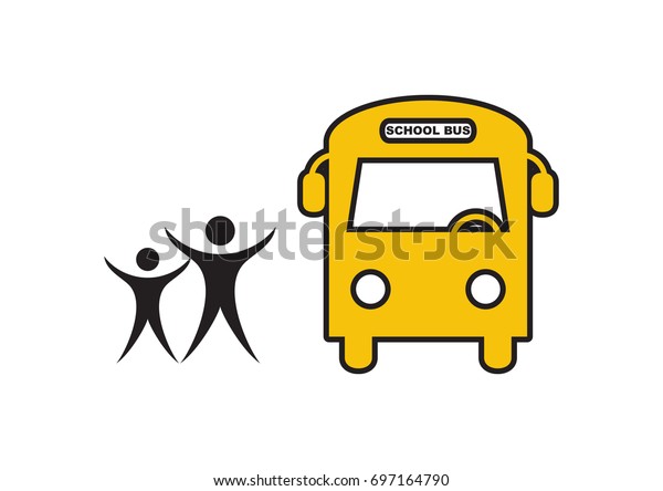 School bus icon vector. School bus icon\
front view. School bus vector\
illustration