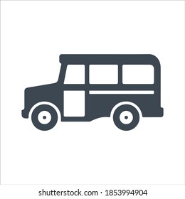 Icono del autobús escolar. Vector y glifo