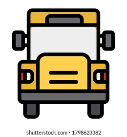 School bus icon vector illustration in Filled Line style for any projects, use for website mobile app presentation