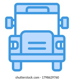 Icono de bus escolar en azul para cualquier proyecto, uso para presentación de aplicación móvil del sitio web