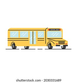 School Bus icon. Vector illustration of school kids riding yellow schoolbus transportation education