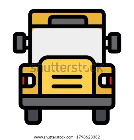 School bus icon vector illustration in Filled Line style for any projects, use for website mobile app presentation