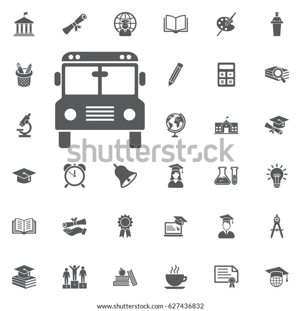 School Bus Icon Vector on the white background.\
Education Vector Icon\
Set