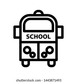 School bus icon, vector template logo emblem isolated illustration, business, outline solid background white