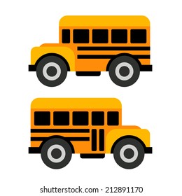 School Bus Icons in Flat Vector Style Illustration