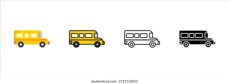 Iconos del autobús escolar embalan el Vector de la educación del transporte del estudiante