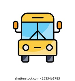 Conjunto de iconos de autobús escolar cinco diferentes estilos de Vector ilustración de stock