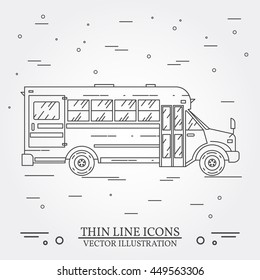 School Bus illustrated on white. For back to school web design and application interface, also useful for infographics. Vector dark grey.
