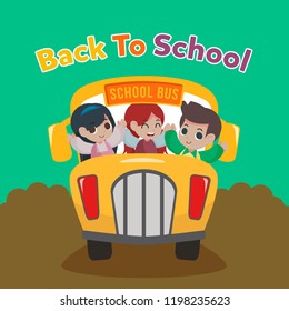 School bus illustration. Back to school illustration with school bus vector illustration.